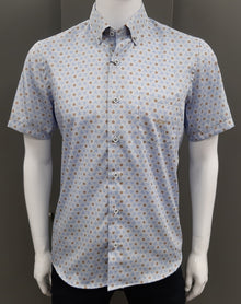 Dario Beltran Cisse Regular Fit Short Sleeve Shirt 501 - Blue/Beige