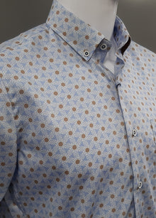 Dario Beltran Cisse Regular Fit Short Sleeve Shirt 501 - Blue/Beige