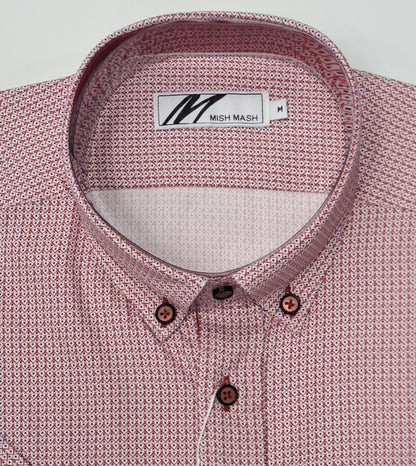 Mish Mash Coastal Short Sleeve Casual Shirt - White/Red
