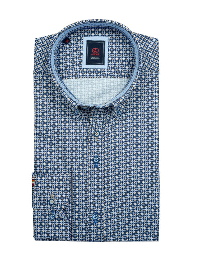 Andre Colm Long Sleeve Casual Shirt - Gold