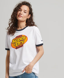 Ladies Superdry Cooper Nostalgia T-Shirt - Optic/Eclipse Navy