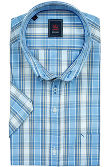 Andre Corrib Short Sleeve Checked Shirt- Beige