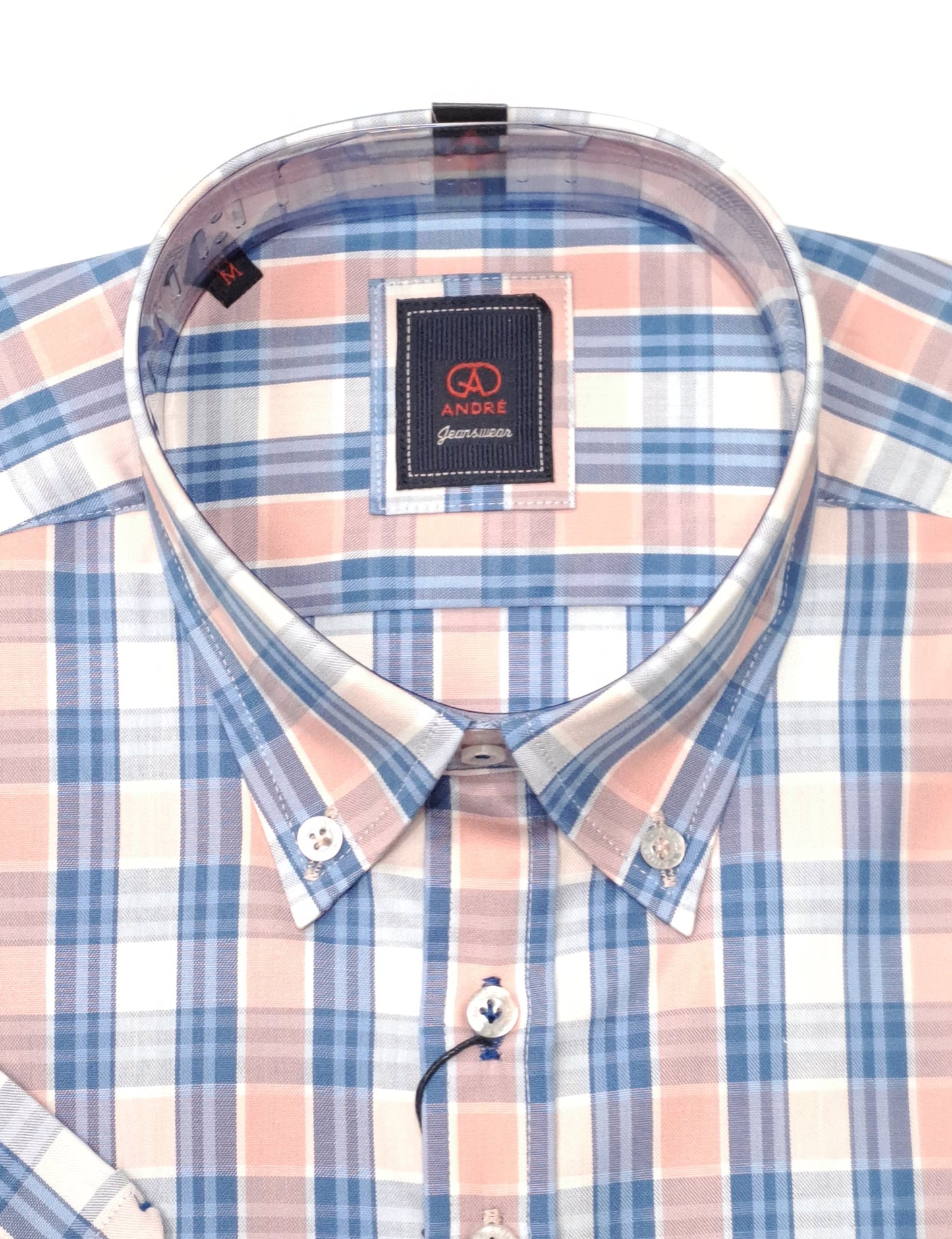 Andre Corrib Short Sleeve Checked Shirt- Coral