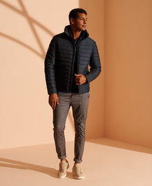 Superdry Vintage EMB Cotton/Cash Henley Half Zip Jumper - Dark Navy