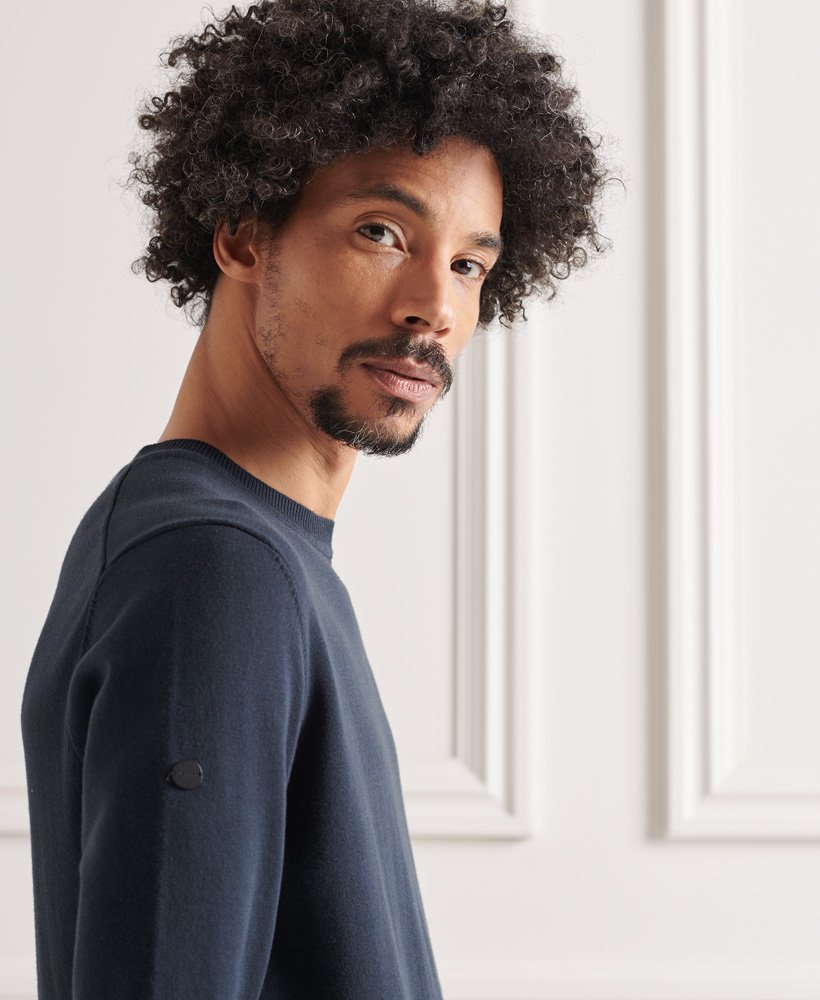 Superdry Cotton Crew Knitted Jumper - Eclipse Navy