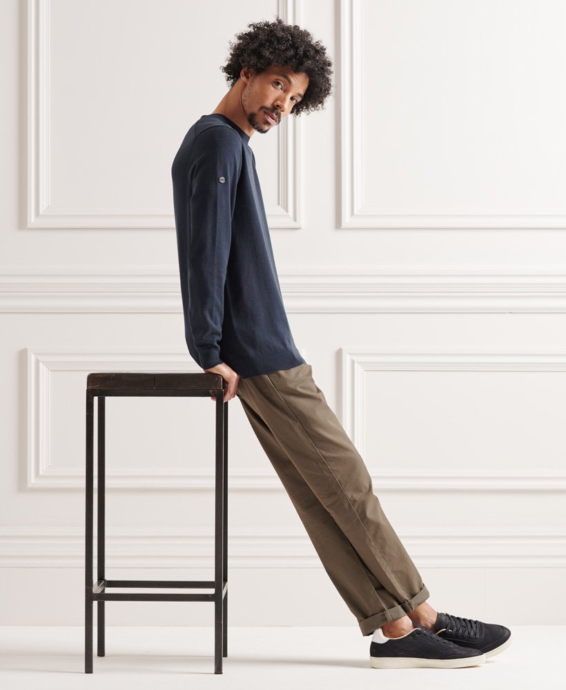 Superdry Cotton Crew Knitted Jumper - Eclipse Navy