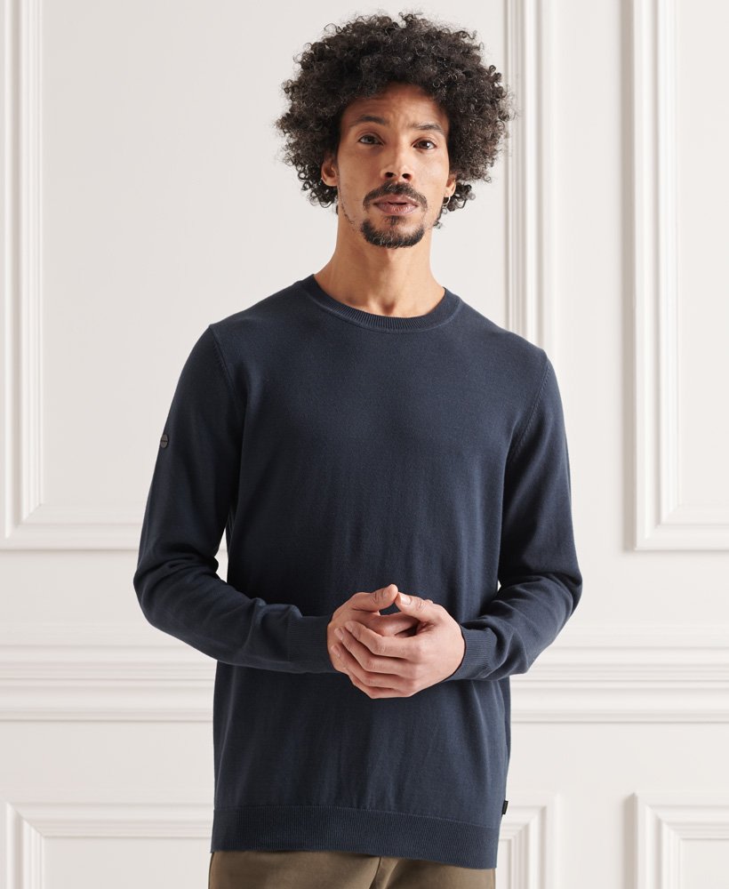 Superdry Cotton Crew Knitted Jumper - Eclipse Navy