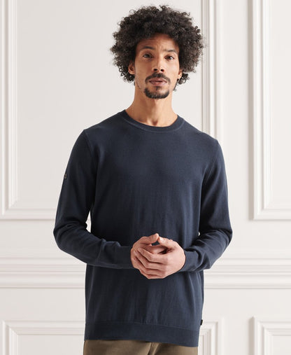 Superdry Cotton Crew Knitted Jumper - Eclipse Navy