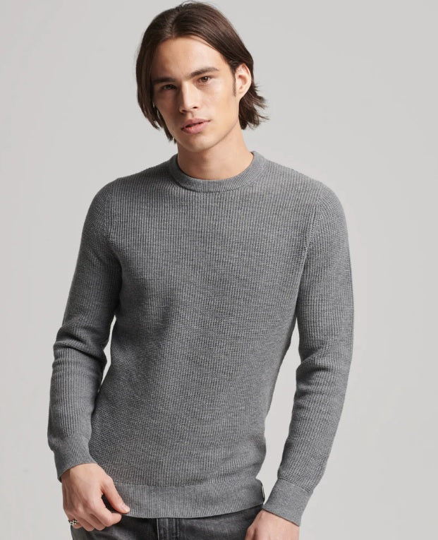 Superdry Vintage Textured Crew Knit - Storm Grey Heather
