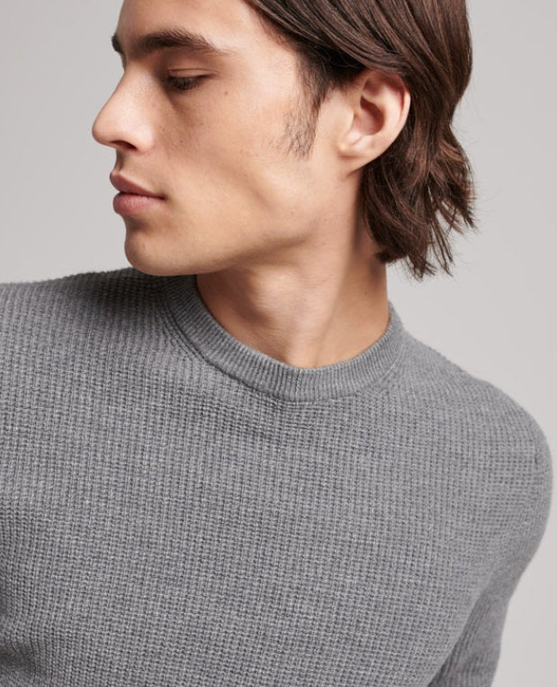 Superdry Vintage Textured Crew Knit - Storm Grey Heather