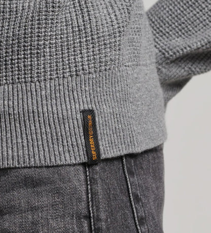 Superdry Vintage Textured Crew Knit - Storm Grey Heather
