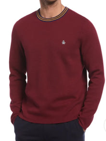 Original Penguin Knitted Crew Neck Sweater - Cabernet