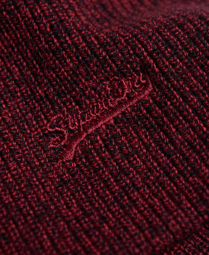 Mens Superdry Vintage Logo Beanie - Dark Red Grit