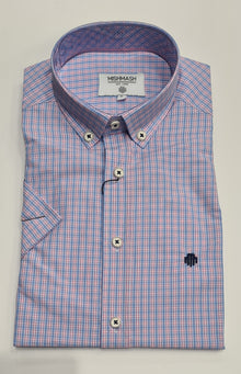 Mish Mash Deck Short Sleeve Casual Check Shirt - Pale Red/White