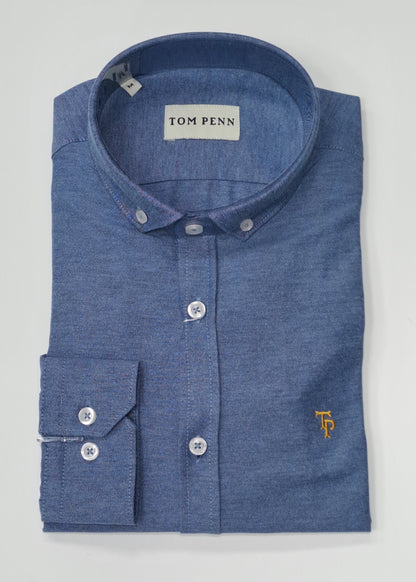Tom Penn Long Sleeve Oxford Casual Shirt 330 - Denim