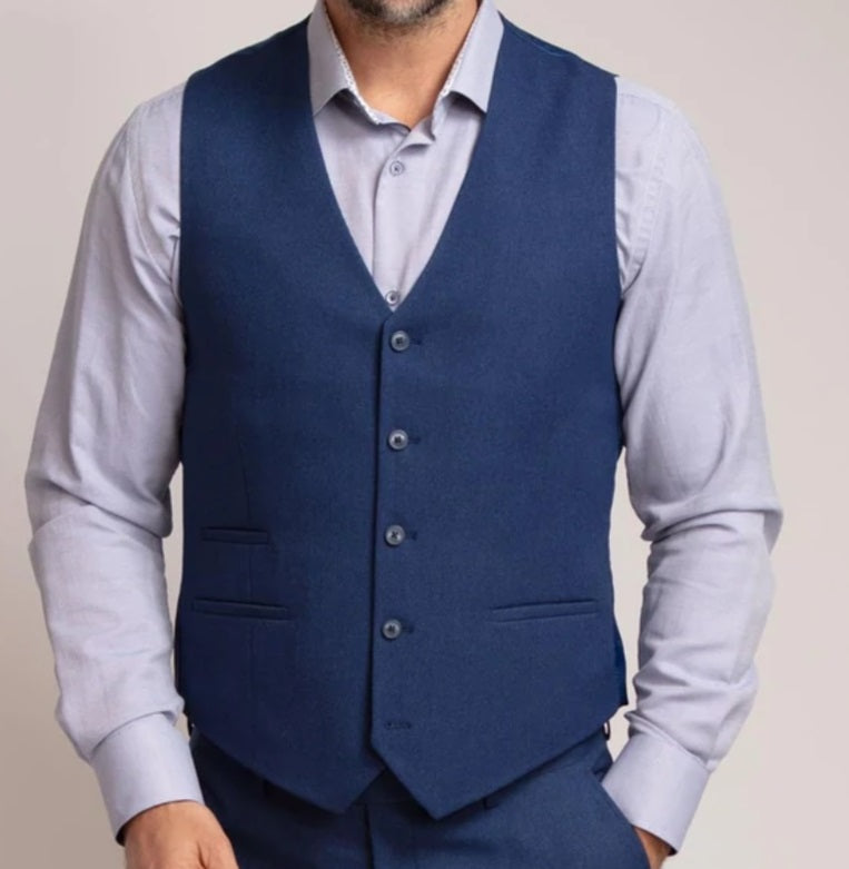 Fratelli Uniti Textured Waistcoat - Blue