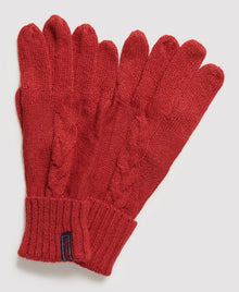 Ladies Superdry Lannah Cable Gloves - Furnace Red