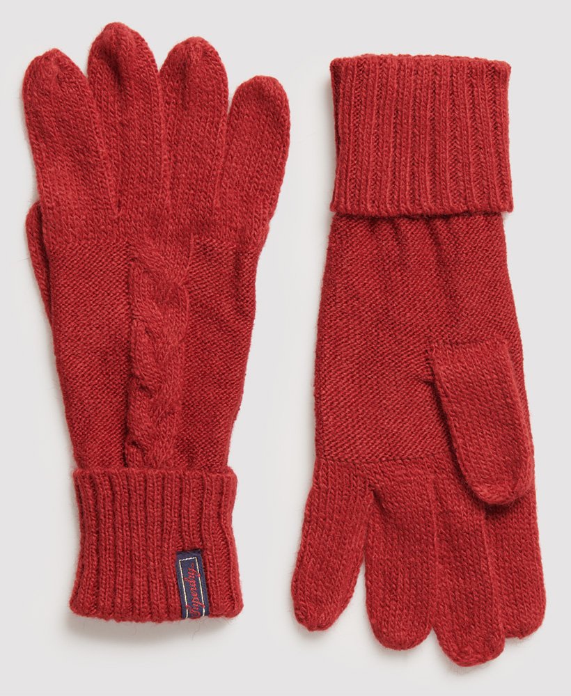 Ladies Superdry Lannah Cable Gloves - Furnace Red