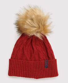 Ladies Superdry Lannah Cable Beanie - Furnace Red