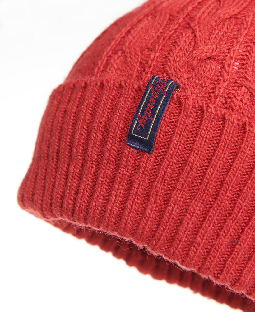 Ladies Superdry Lannah Cable Beanie - Furnace Red