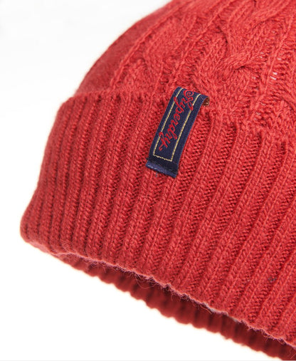 Ladies Superdry Lannah Cable Beanie - Furnace Red