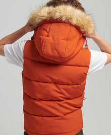 Ladies Superdry Everest Faux Fur Gilet - Pureed Pumpkin