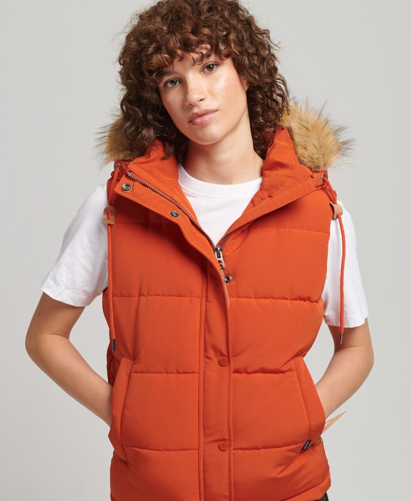 Ladies Superdry Everest Faux Fur Gilet - Pureed Pumpkin