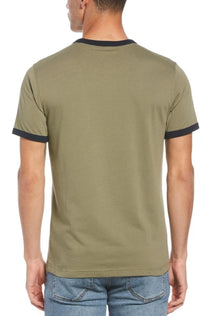 Original Penguin Stamp Ringer Logo T-Shirt - Deep Lichen Green