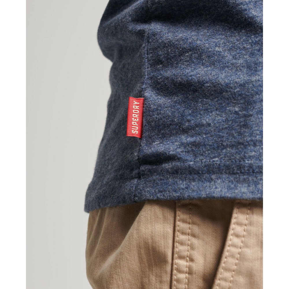 Superdry Vintage Logo Embroidered Henley T-Shirt - Navy Marl