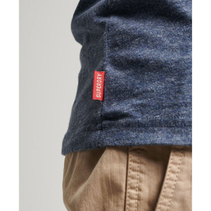 Superdry Vintage Logo Embroidered Henley T-Shirt - Navy Marl