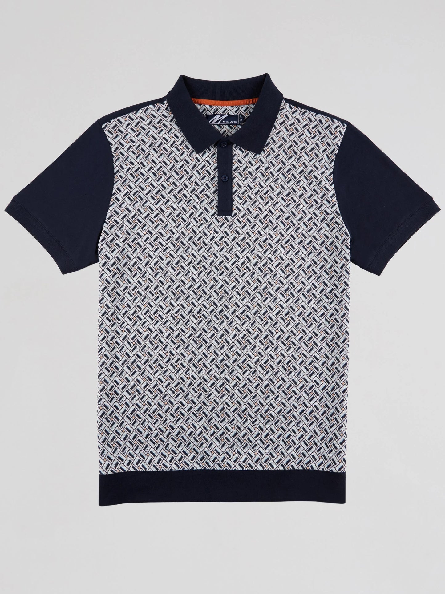 Mish Mash Heron Jacquard Jersey Polo Shirt - Navy