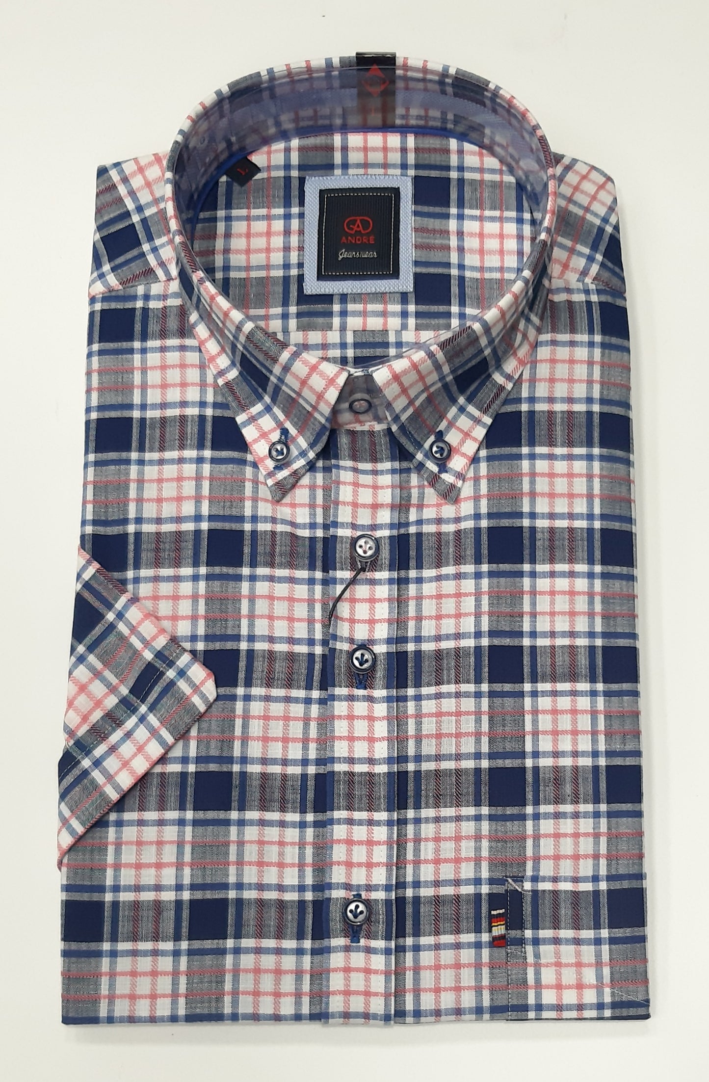 Andre Hogan Short Sleeve Checked Shirt - Coral