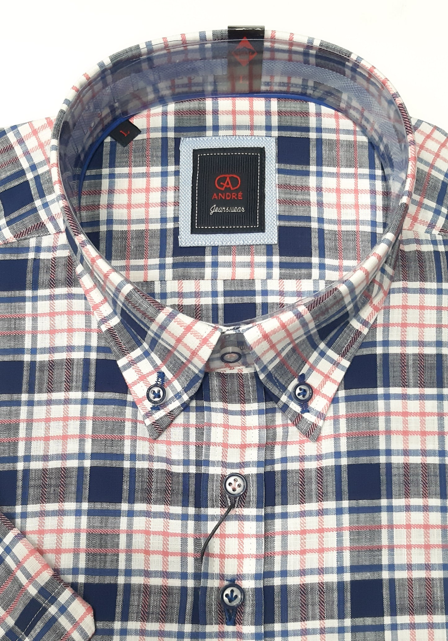 Andre Hogan Short Sleeve Checked Shirt - Coral