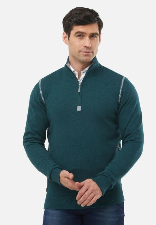 6th Sense Hound Half Zip Sweater - Moss Green