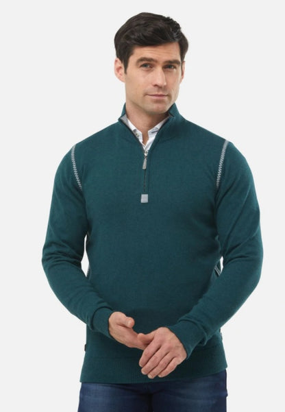 6th Sense Hound Half Zip Sweater - Moss Green