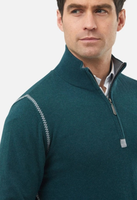 6th Sense Hound Half Zip Sweater - Moss Green