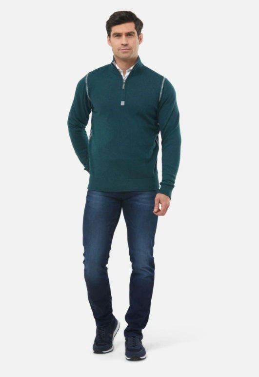 6th Sense Hound Half Zip Sweater - Moss Green