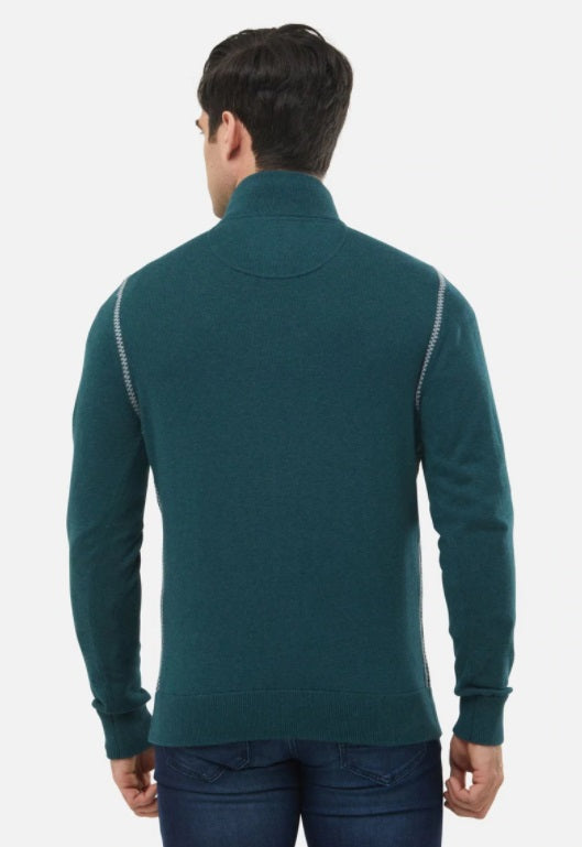 6th Sense Hound Half Zip Sweater - Moss Green