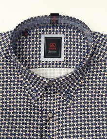 Andre Jake Diamond Print Long Sleeve Shirt - Gold