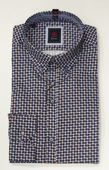 Andre Jake Diamond Print Long Sleeve Shirt - Gold