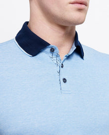 Remus Uomo Cotton Blend Jersey Tapered Fit Polo Shirt - Sky Blue