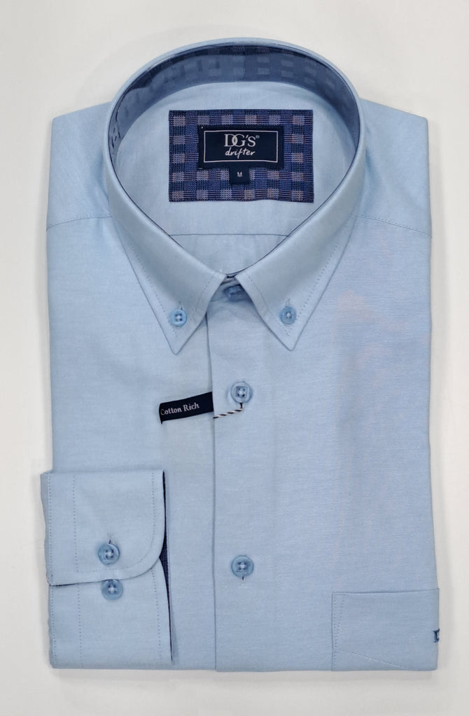 Daniel Grahame Plain Long Sleeve Casual Shirt - Light Blue