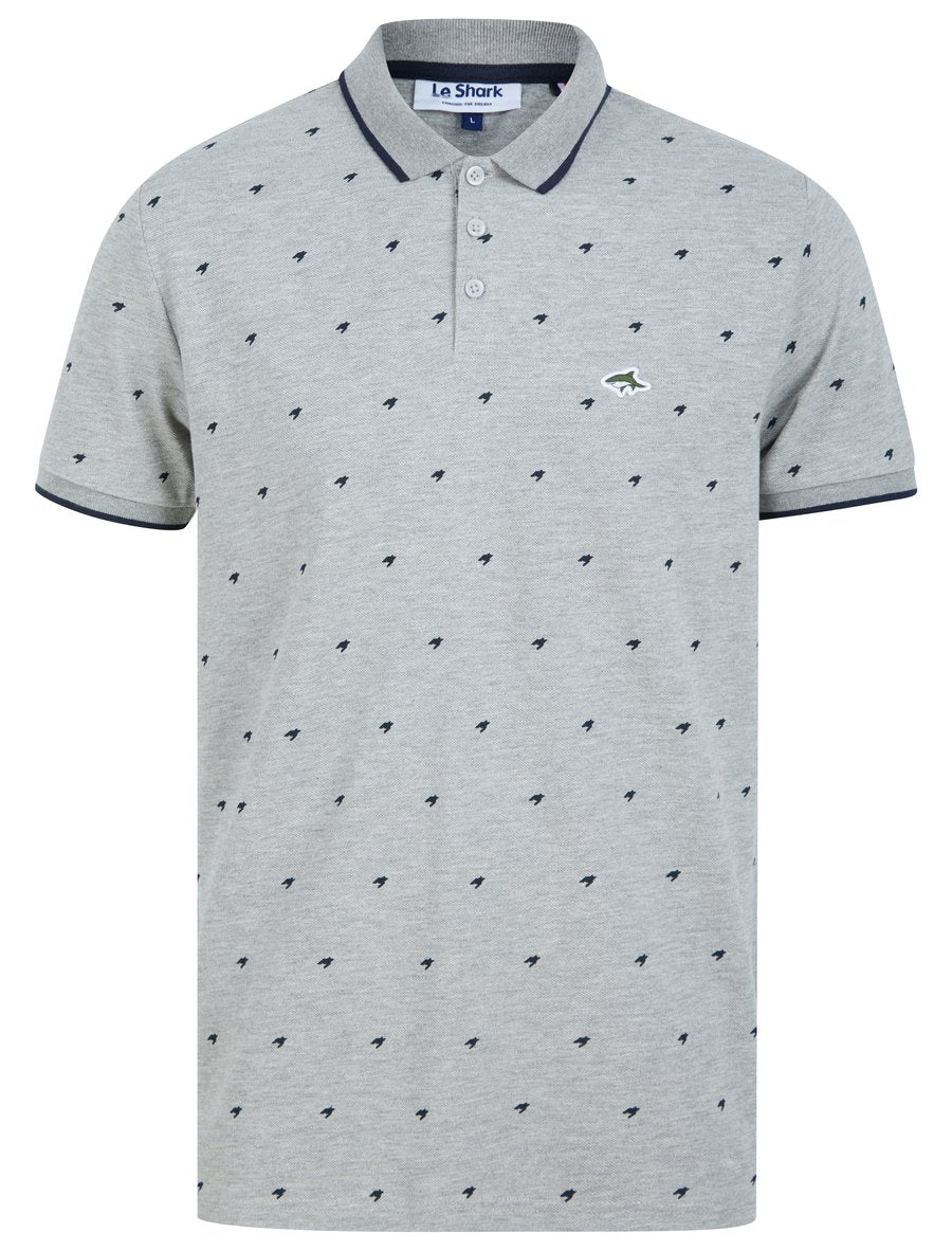 Le Shark Yanis Printed Cotton Pique Polo Shirt - Light Grey Marl