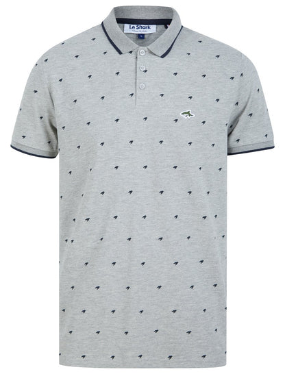 Le Shark Yanis Printed Cotton Pique Polo Shirt - Light Grey Marl
