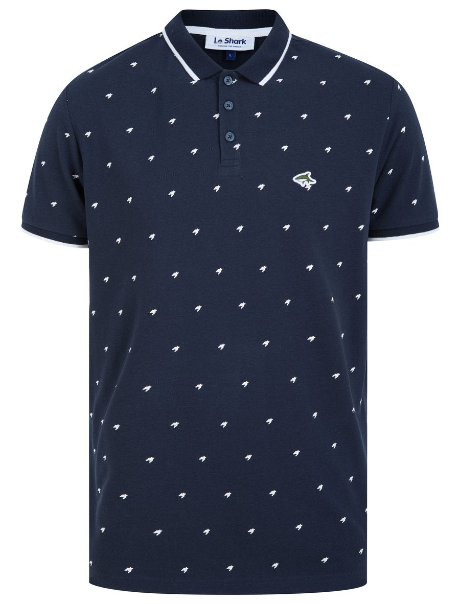 Le Shark Yanis Printed Cotton Pique Polo Shirt - Navy
