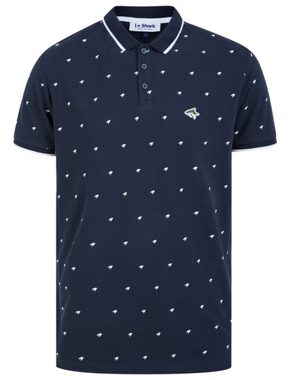 Le Shark Yanis Printed Cotton Pique Polo Shirt - Navy