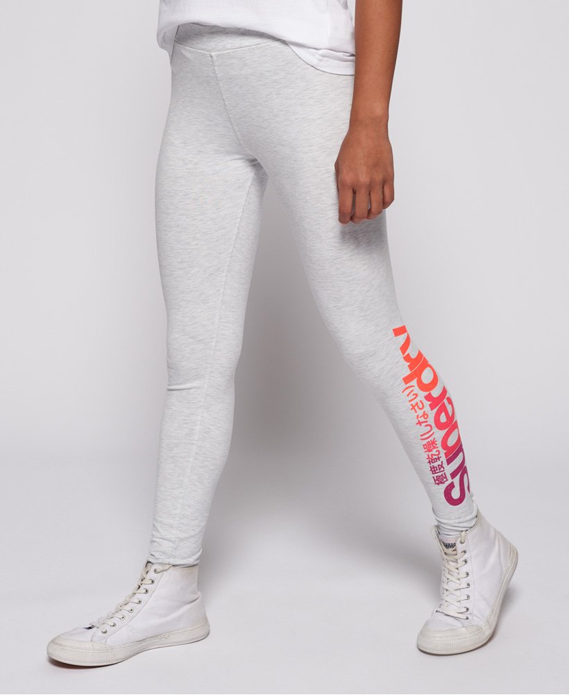 Ladies Superdry Core Ombre Logo Leggings - Ice Marl