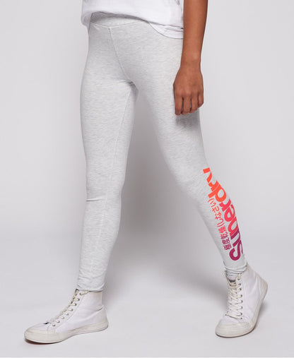Ladies Superdry Core Ombre Logo Leggings - Ice Marl