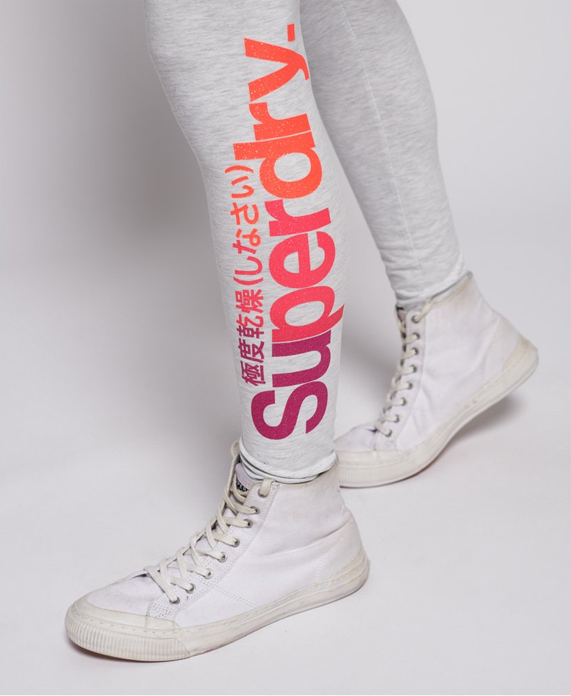 Ladies Superdry Core Ombre Logo Leggings - Ice Marl