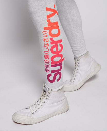 Ladies Superdry Core Ombre Logo Leggings - Ice Marl